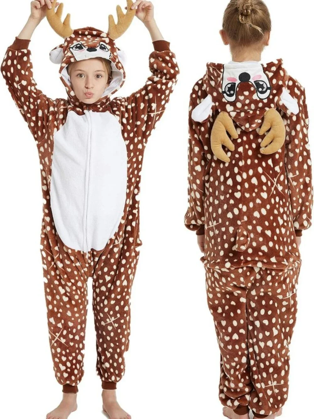 Cozy Kids Reindeer Onesie Costume | Cute Animal Pajamas for Halloween